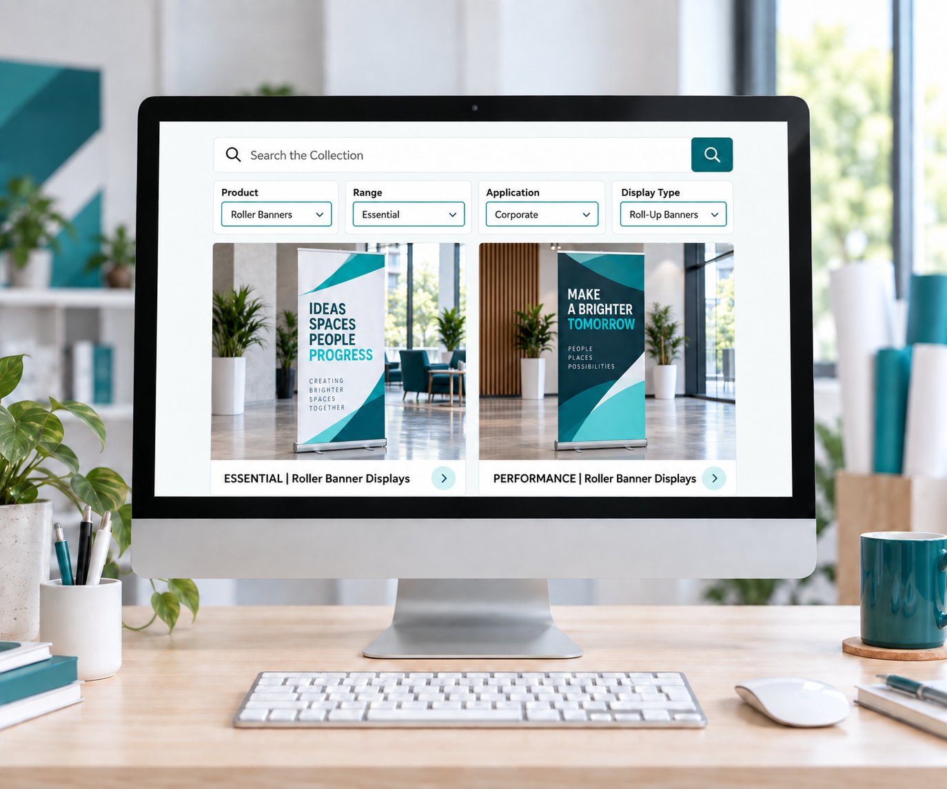Example showing Roller Banners, Essential, Corporate and Roll-Up Banners filters working together