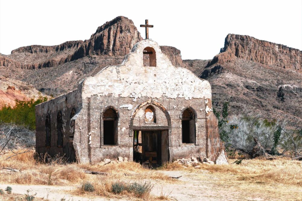 Contrabando ghost town, Big Bend Ranch, Texas movie set, adobe buildings, Western photography print