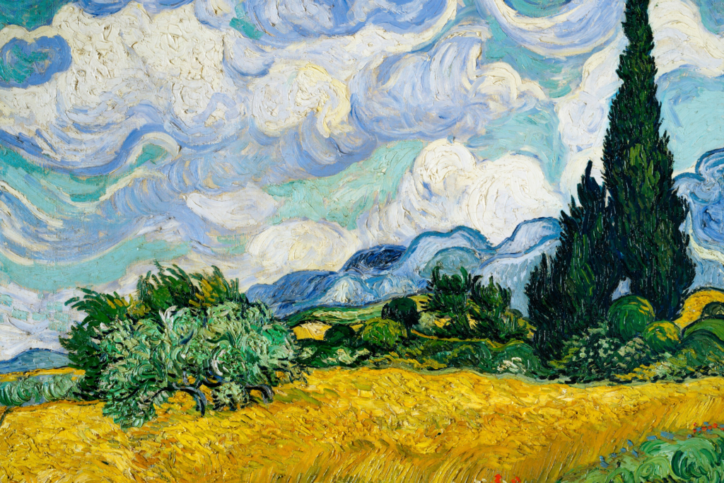 Wheat Field with Cypresses