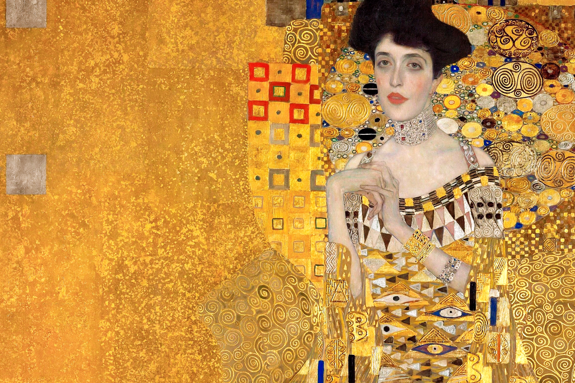 Portrait of Adele Bloch-Bauer I by Gustav Klimt printed on a premium CanvasTex™ aluminium art panel by JBM Displays