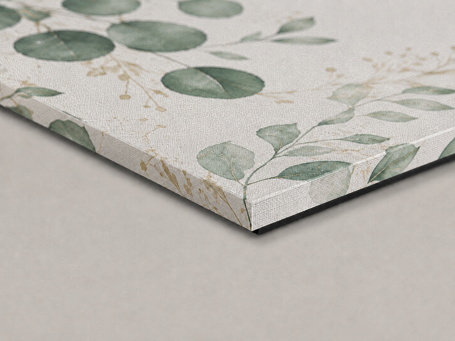 Close-up of a slim 3 mm CanvasTex™ art panel with wrapped printed edges