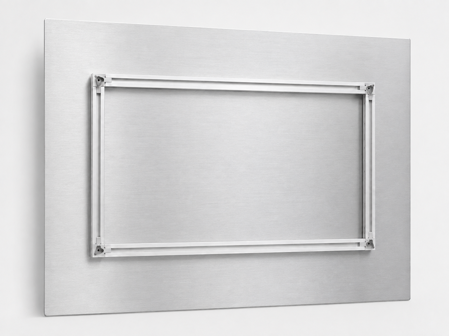 Rear of a ChromaLuxe metal print showing its professional aluminium hanging system
